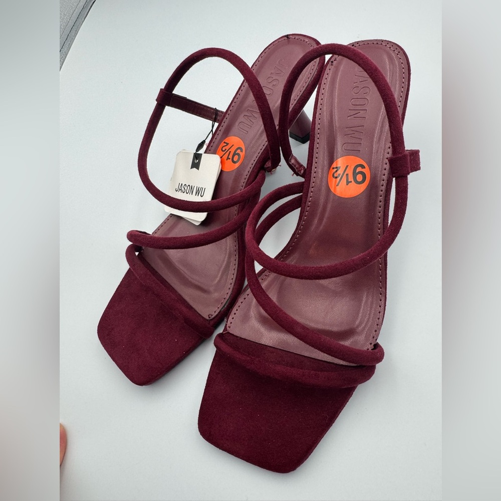 Jason Wu Burgandy Strappy Kitten Heels